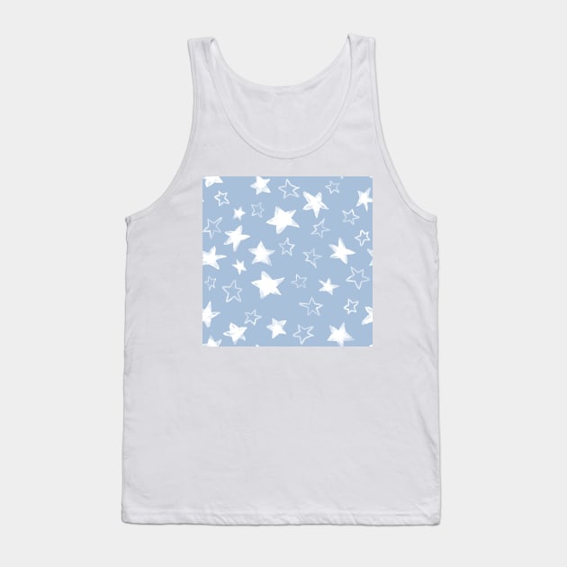 Holiday christmas watercolor white stars over sky light blue background Tank Top by marufemia